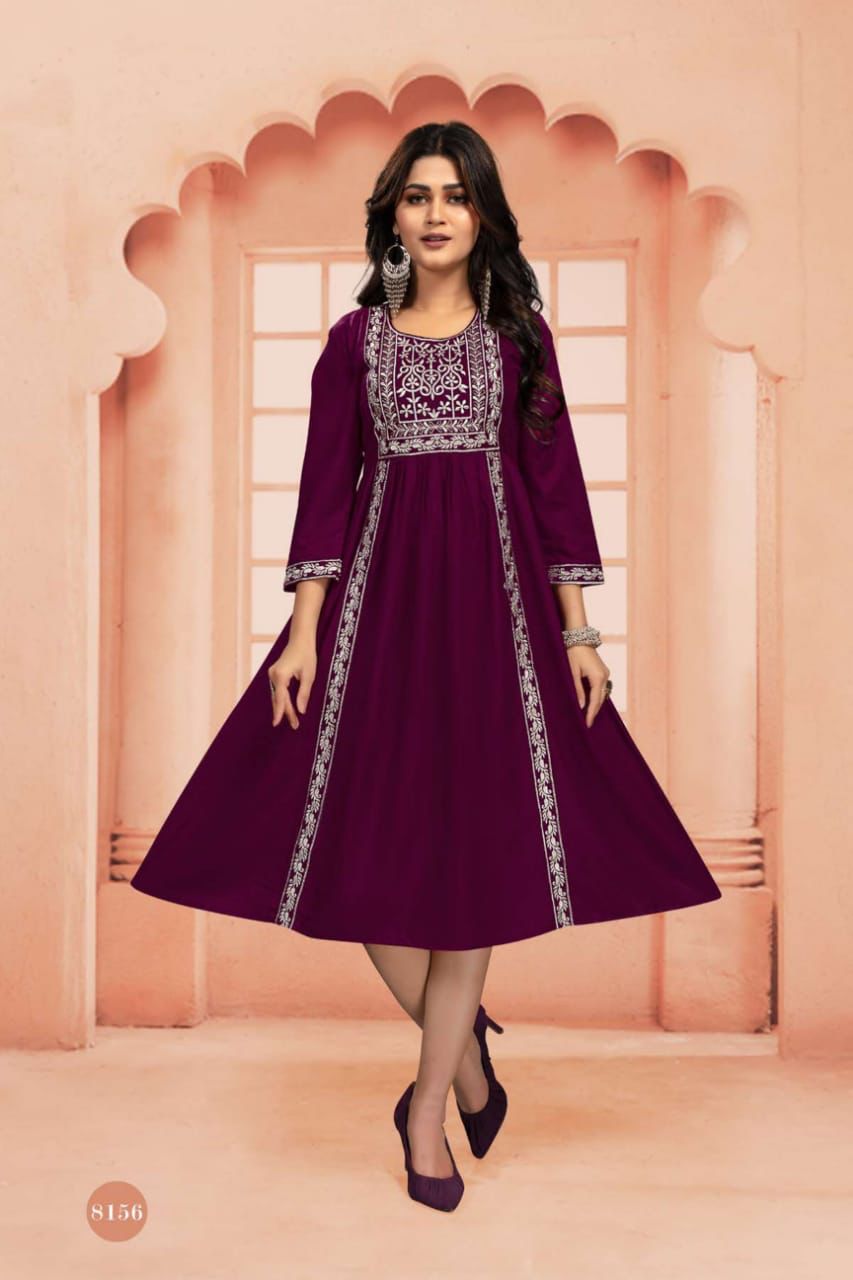 Flora 3 Regular Wear Rayon Printed Anarkali Kurti Collection